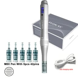 ELON-YC Dr Dermapen M8X With 5pcs Nano 0.25mm Replacement Cartridges, With Battery Level Display, Included Dr M8