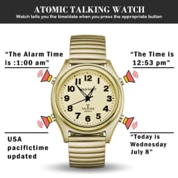 Hearkent English Talking Watch for Elderly Classic Elastic Strap Watch US Atomic Clock Digital Watch Couple Watch Parents Gift