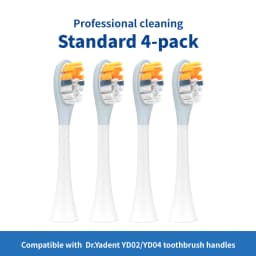 Dr.Yadent YD02/04 Replacement Brush Heads 4pcs/Pack Soft Gel Coated Designed for Sensitive Gum Care Soft Bristle 1 Year Supply