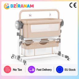 Automatic Baby Rocking Crib Electric Cradle with 5 Speed Swing Remote Control Bluetooth Music Timer Height Adjustable Breathable Mesh Mattress Mosquito Net Large Storage Basket Lockable Wheels for Newborn Infant