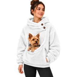 Women Casual Plush Solid Color Pet Pocket Half Zipper Hoodless Sweatshirt Funny Pullover Polyester Sweatshirt Women