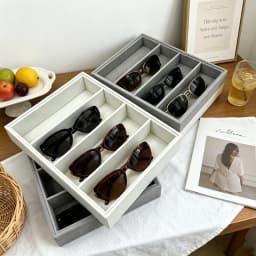 A Multi-Specification Eight-Slot, Six-Slot, Four-Slot Grey and Beige Jewelry and Sunglasses Display, Storage and Organizing Box