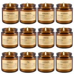 12 Scented Candles (6.4 cm × 6 cm) - 3.5 oz Scented Candles. A Delicate Gift Box Set, Made with Soy Wax and Essential Oils. It Is an Ideal Gift for Women, Teachers, Mothers, Family Members, Friends and Colleagues During Halloween and Christmas.