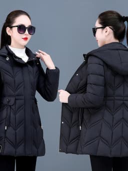 Slim Fit Women's Cotton Jacket 2025 New Style Autumn Winter Coat Polyester Fiber Fill Long Sleeve Zipper Closure Mid-Length