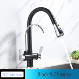 Onyzpily Black Touch/NO Sensor Kitchen Faucet Pull Out Sink Faucets Hot Cold Mixer Pure Water Tap Deck Mounted Taps Dual Handle