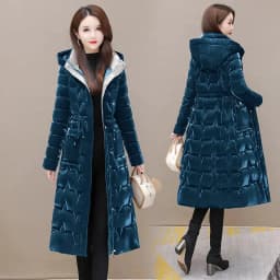 Thick Female Windproof Long Mother's Down Cotton Coat Women 2025New Winter Fashion Warm Slim Waist Wrapped Parkas Hooded Lace-Up