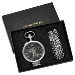 Cool Industrial Style Silver Mechanical Hand Wind Pocket Watch Roman Numeral Skeleton Vintage Pendant Clock Woman Man Watch