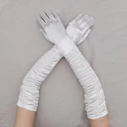 Long Satin Wave Pattern Micro Reflective Light Wedding Party Noble Style Women Gloves Lady Slender COS Graduation Mittens Nv5