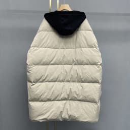 Schinteon Women White Duck Down Over Size Jacket Autumn Winter Warm Casual Outwear with Hood Fake Two Pieces Patchwork Coat 2023