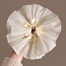 1/3 Pcs Black White Polka Dot Satin Scrunchies for Women Large Round Ruffles Hair Band Gentle Elegant Hair Ties Head Accessories