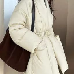 Women Winter V Neck Down Cotton Jacket 2025 New Women Warm Thicken Cotton Coat Korean Belt Waist Winter Outwear Women Parka Coat