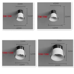 MINI Curved LED COB Downlight 5W 7W 10W 12W 15W 18W Recessed Small Spot Light Dimmable 110V 120V 220V 230V for Indoor Lighting