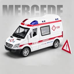 1:34 FORD Transit Alloy Ambulance Vehicles Car Model Diecast Metal Toy Broadcast Car Model Simulation Sound and Light Kids Gifts