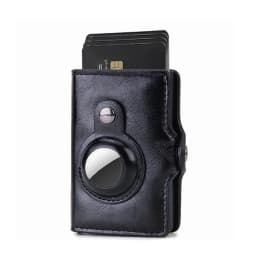 Men Wallet for Apple Airtag RFID Blocking Card Holder  Air Tag Wallet Business Pop Up Slide Cardholder Case with Zip Coin Purse