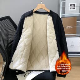 Men's Thickened Fleece Lined Stand Collar Cotton Jacket Inner Wear Short Coat Warm Youth Style School Uniform Essential