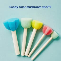 10 Pcs Set Wooden Handle Mushroom Head Sponge Brush Children DIY Painting Sponge Seal Set Paint Graffiti Create Unique Art Brush