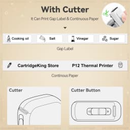 Marklife P12 Thermal Label Printer Auto Cut Portable Mini Printer P12 Adhesive Sticker Labeling Machine or 5PK Continuous Tape 