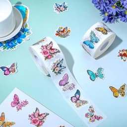 500pcs Butterfly Flower Sticker Rolls 16 Design Colorful Butterfly Decals Decorative Flowers Cute Stickers Party Favor Decoratia