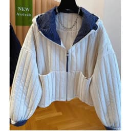 Elegant Young Women's Quilted Cotton Jacket Loose Fit Lightweight Short Hooded Cotton Coat Thin Cotton Outerwear Coat