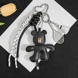 1 Piece Leather Little Bear Woven Rope Backpack Pendant Decoration Fashion DIY Keychain Bag Accessories