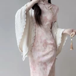 Pink Slim Fit Young Style Chinese New Version Summer Dress Short Sleeve Daily Wear Polyester Fiber Retro Style