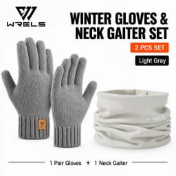 WRELS Winter Warm Gloves Neck Gaiter Set Knitted Gloves Windproof Soft Fleece Neck Warmer For Men Women Outdoor Skiing Cycling