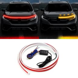 Car Hood Decorative Light LED Daytime Running Light Strip Start Scan Yellow Auto Turn Signal Indicator Headlight Universal 12V