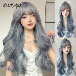 OLACARE Long Body Wave Black Brown Purple Cosplay Wigs Heat Resistant Synthetic Wigs Middle Part Natural Lolita LM Wigs Women