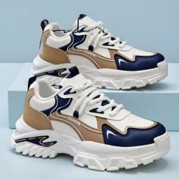 2026 Spring Autumn Men's Chunky Sneakers Thick Sole Height Increasing Lace-up Casual Walking Shoes Non-slip