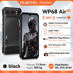 Global Version OUKITEL WP68 Air 5G Rugged Smartphon Android 16 6.88" HD+Display 36GB (12+24)+512GB 8000mAh 64MP NFC Mobile Phone