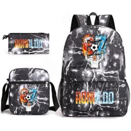 Cr7 Ronaldo 67 Print School Backpack Set with Shoulder Bag & Pencil Case for Teens Kids Lightweight Daypack