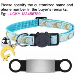 Customized Cute Glow Cat Collar Free Engraved Puppy Kitten Anti-lost Pet ID Nameplate Necklace With Bell & Moon Ornament