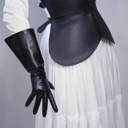 REAL LEATHER TECH LONG GLOVES Unisex Brown 38cm Wide Balloon Puff Sleeves Large LLDLLNT