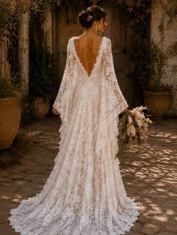 Customized Bohemian Lace Wedding Dresses Long Sleeves Side Slit Bridal Gown V Neck robe de mariée Backless vestido de novia
