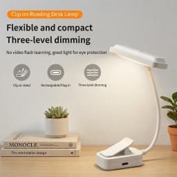 LED Clip On Book Light USB Charging Dimmable 3Color Mode LED Night Light Portable Reading Light for Bedroom Office Study Reading