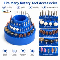 TOKTOS 35/116 Hole Rotary Tool Storage Box 360° Grinding Head Burr Drill Bit Polishing Accessory Organizer for Jewelry Tools