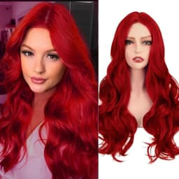 Wine Red Synthetic Wig, Big Wave Wig, Halloween Cosplay Role-Playing, Daily Wear, High-Temperature Silk Wig Cap.