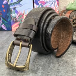 Retro Brass Belt Buckle Top Thick Genuine Leather Belt For Men Ceinture Leather Man Belt Vintage Cowboy Waist Belt Men MBT0020