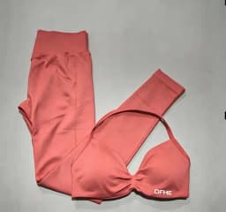 DFHE High Waist Scrunch Butt Leggings Set, Backless Halter Sports Bra, Seamless 2-Piece Yoga Fitness Athletic Wear