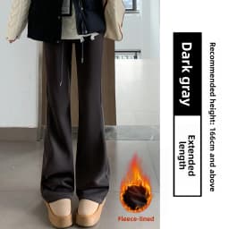 Pink High Waist Fleece Lined Flared Casual Pants Women's Autumn 2026 New Style Sporty Loose Fit Trousers Ladies Premium Casua...