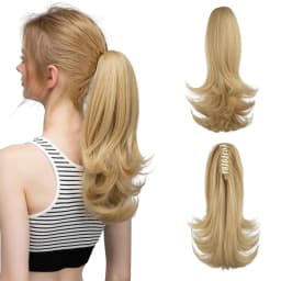 Synthetic Claw Clip In Ponytail Hair Extensions 14 Inch Wavy Hairpiece Fake Blonde Black Hair False Pigtail With Elastic Band