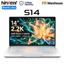 Ninkear S14 Lightweight Laptop 14 Inch 2.2K IPS Display AMD Ryzen 5 6600H 16GB LPDDR5 RAM 512GB SSD Windows 11 WiFi 6 Fingerprint Reader Backlit Keyboard for Business Home Office Study and Everyday Multitasking