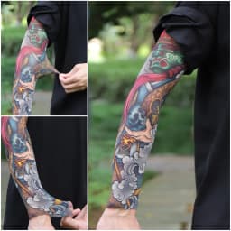 Ultra thin seamle Tattoo Flower Arm For Men Women Cool Travel Cycling Elastic Scratch Resistant Sunscreen Arm Sleeves Accessorie