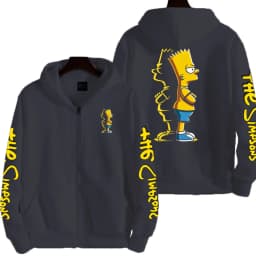 Cartoon Anime The Simpsons Men's Bart Simpson Zipper Hoodie Outdoor New Women's Sportswear Spring and Autumn Fashion Couple Coat