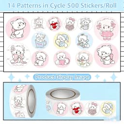 488 Pcs Cute Cartoon Cat Stickers Roll High Appearance Level Decals for Scrapbook Journal Envelope Sealing Reward Decor