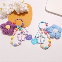 Colorful Bag Pendant Keychain Handmade Knitted Five-petaled Flowers Handbag Charm Acrylic Purse Decoration Attractive Keyring