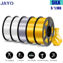 JAYO Filament PLA Plus Silk 5 Rolls 3D Printer Filament 1.75mm 1kg No Bubble 3D Printer Materials for FDM 3D Printing Materials