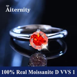 Classic 6 Prong Diamond Ring D Color 1ct Moissanite VVS Round Cut Lab Diamond Ring for Women Engagement Wedding Band Jewelry