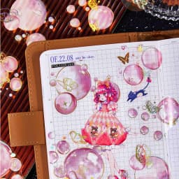 20pcs Dreamy Bubble Island Series PET Stickers Creative Decoration DIY Scrapbook Handmade Collage Material Stationery Stickers