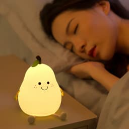 Rechargeable LED Cartoon Pear Nightlight, Silicone Light, Bedside Decor, Color Changing, Atmosphere Lamp for Kids, Holiday Gifts